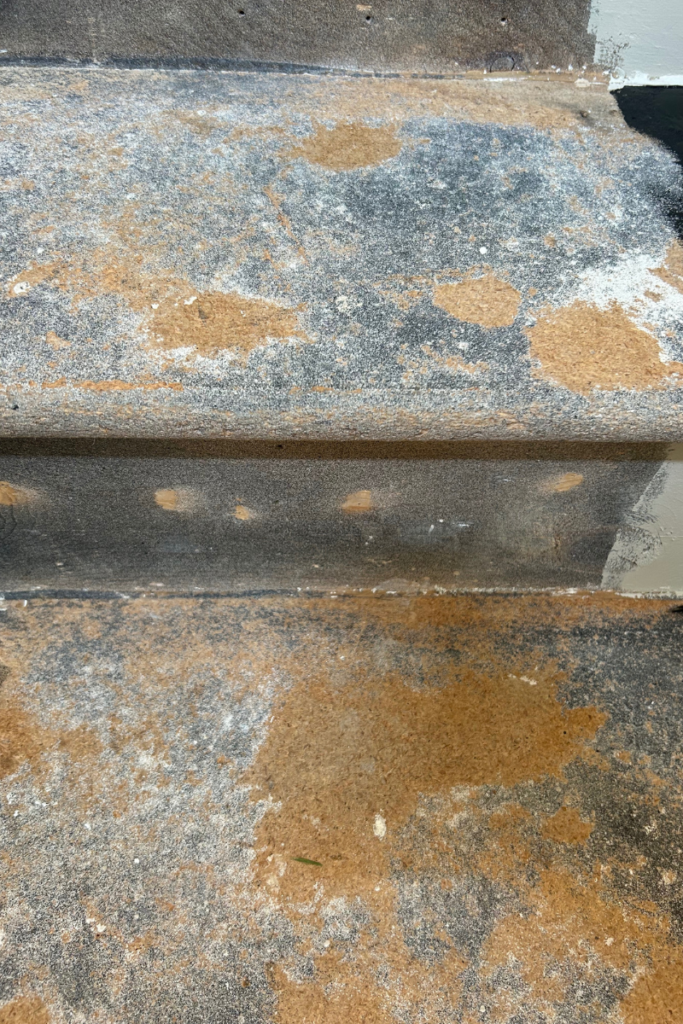 texture of particle board steps before makeover