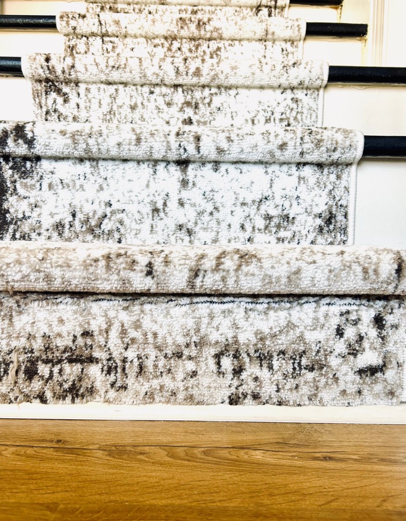 carpet runner on painted staircase