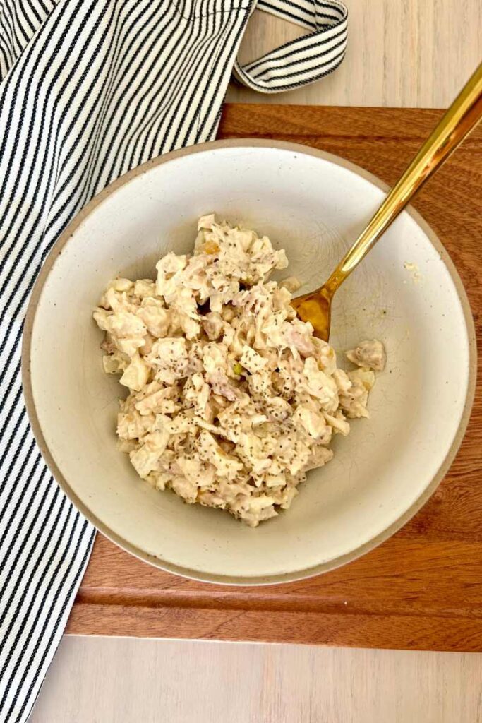 chicken salad served in bowl