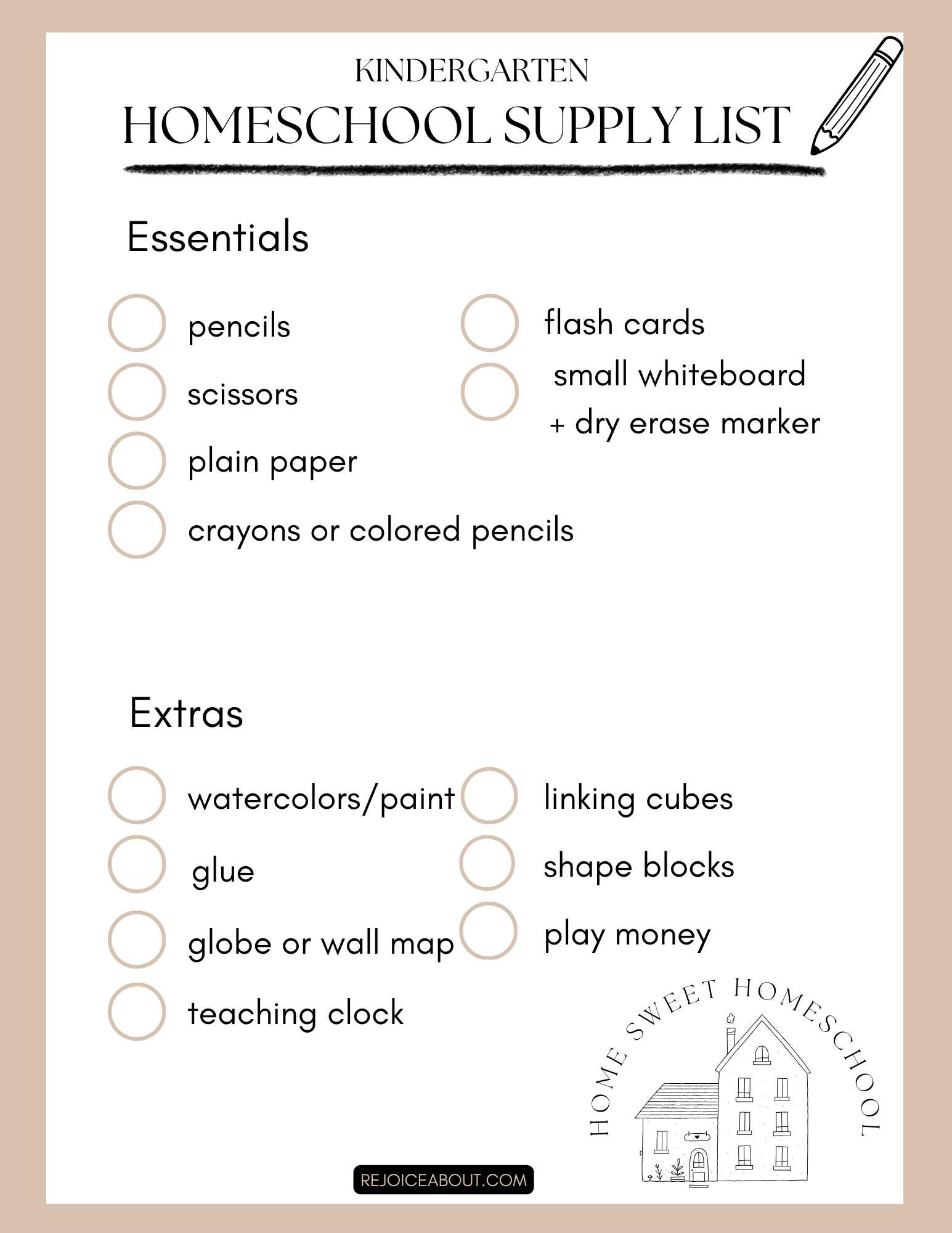 homeschool supplies list