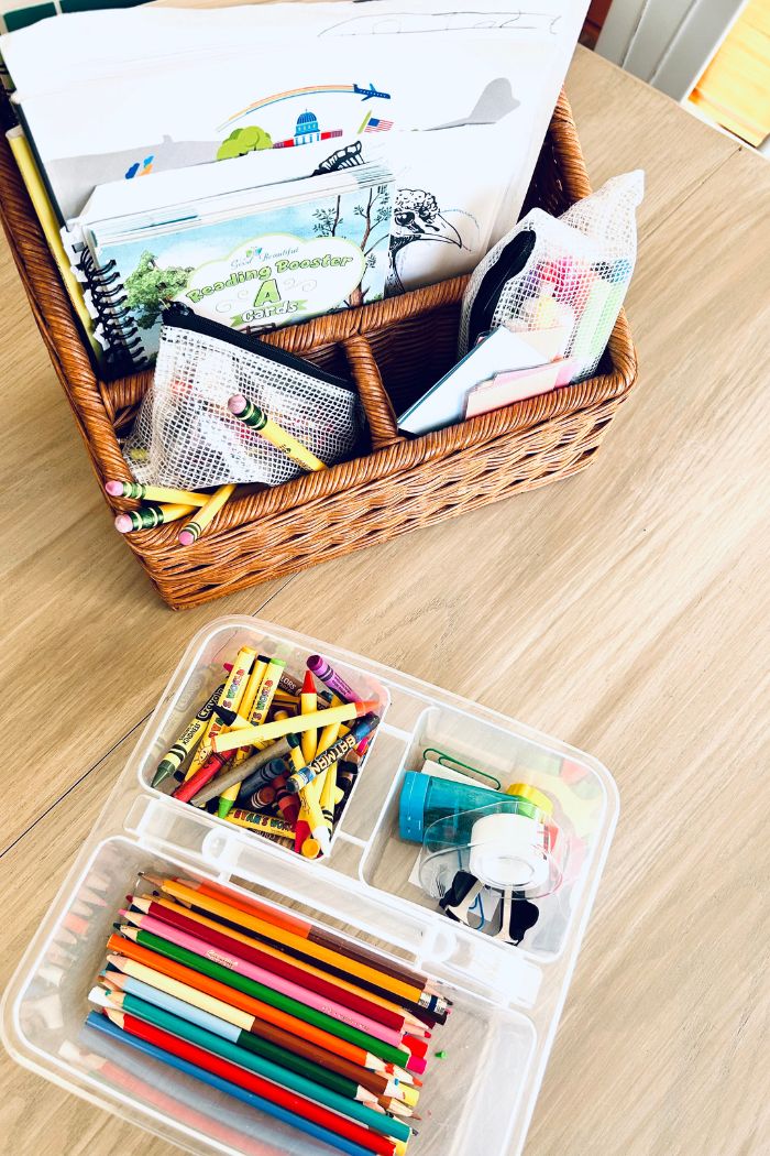 organized homeschool supplies