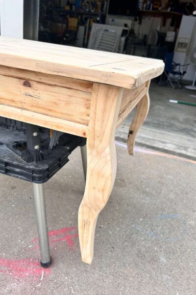 sanded legs of coffee table