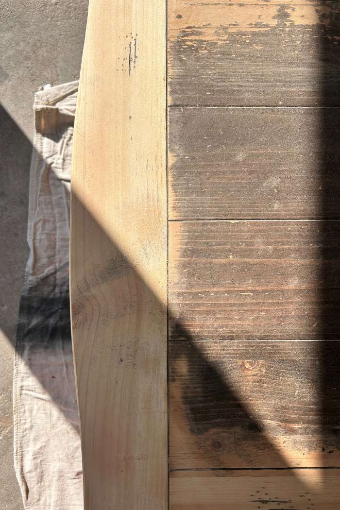 coffee table partially sanded