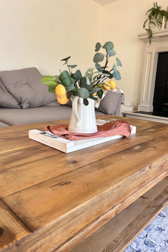 rustic coffee table with decoration