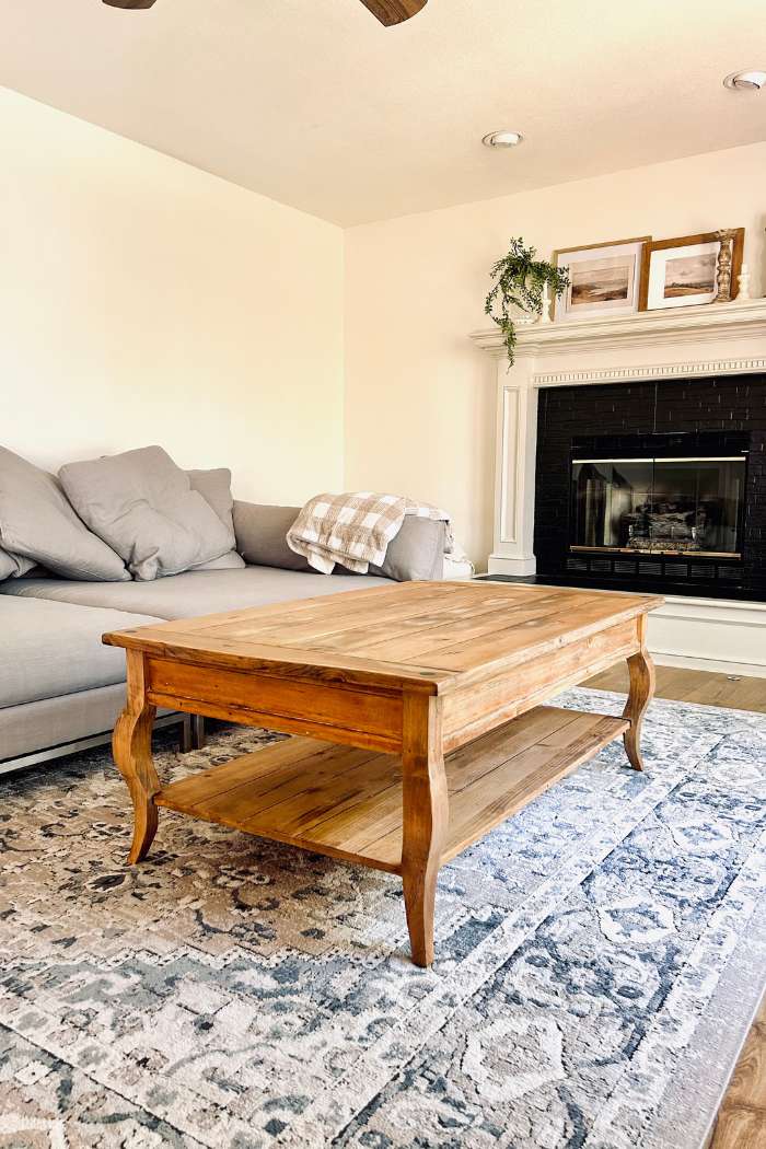 rustic coffee table in family room