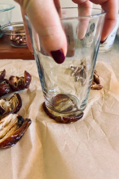 smashed date with glass