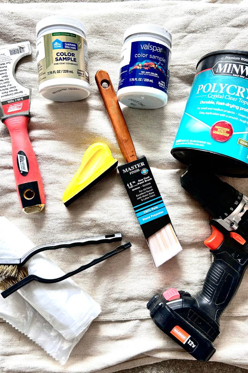 DIY products laid on drop cloth