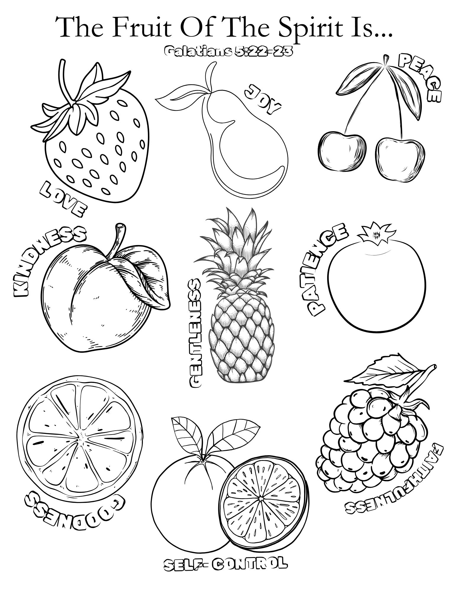 Fruit Of The Spirit Free Printable Coloring Pages