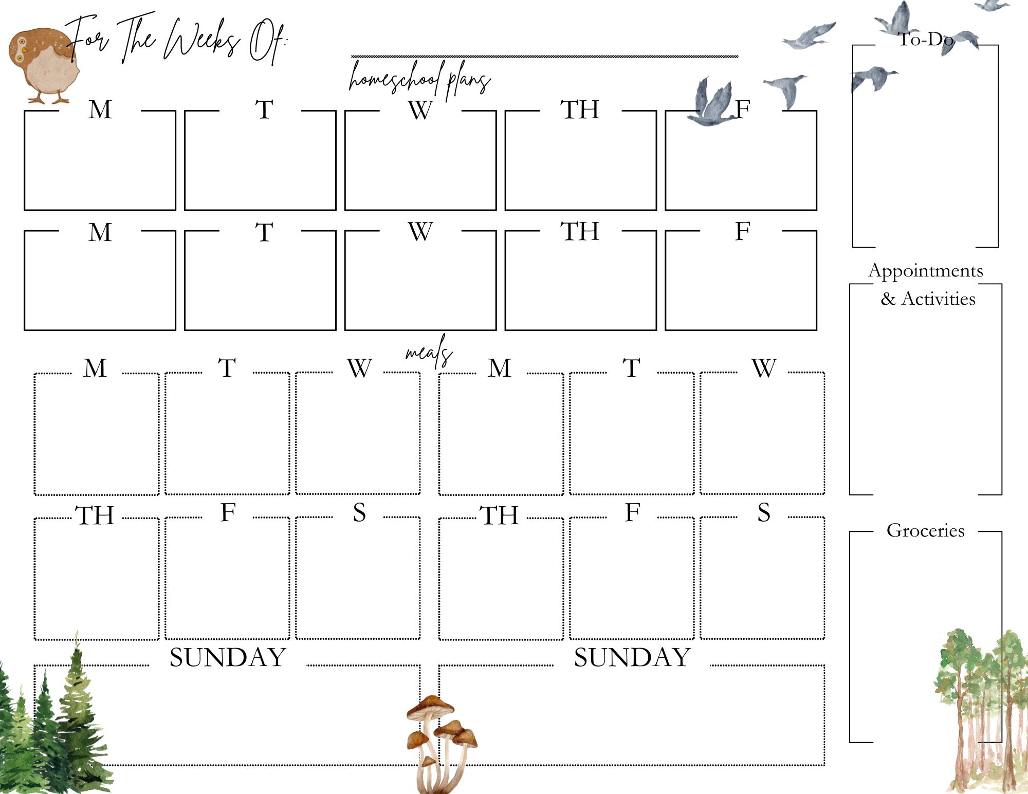Simple Two-Week Homeschool And Meal Planner