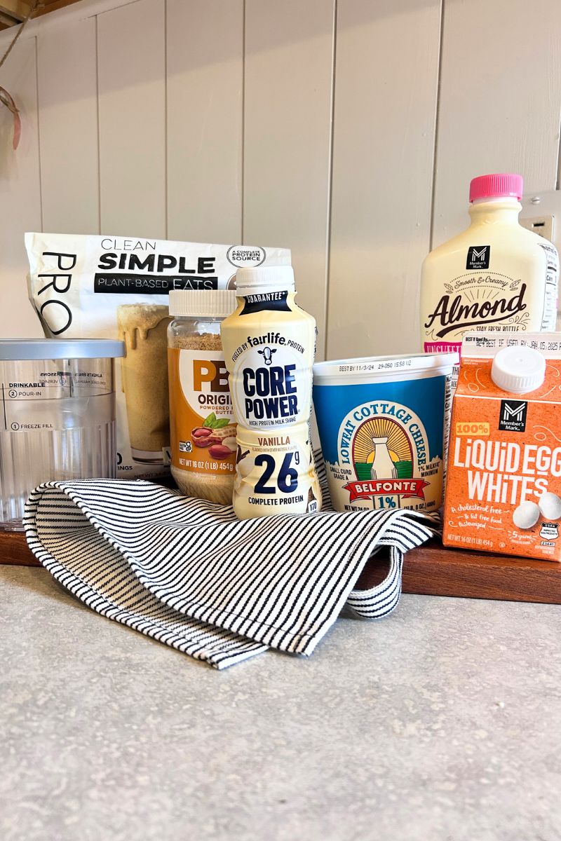 ingredients on counter for ninja creami protein ice cream