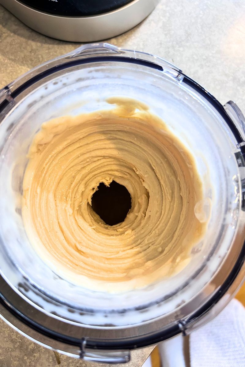 ninja creami protein ice cream in pint after blending twice
