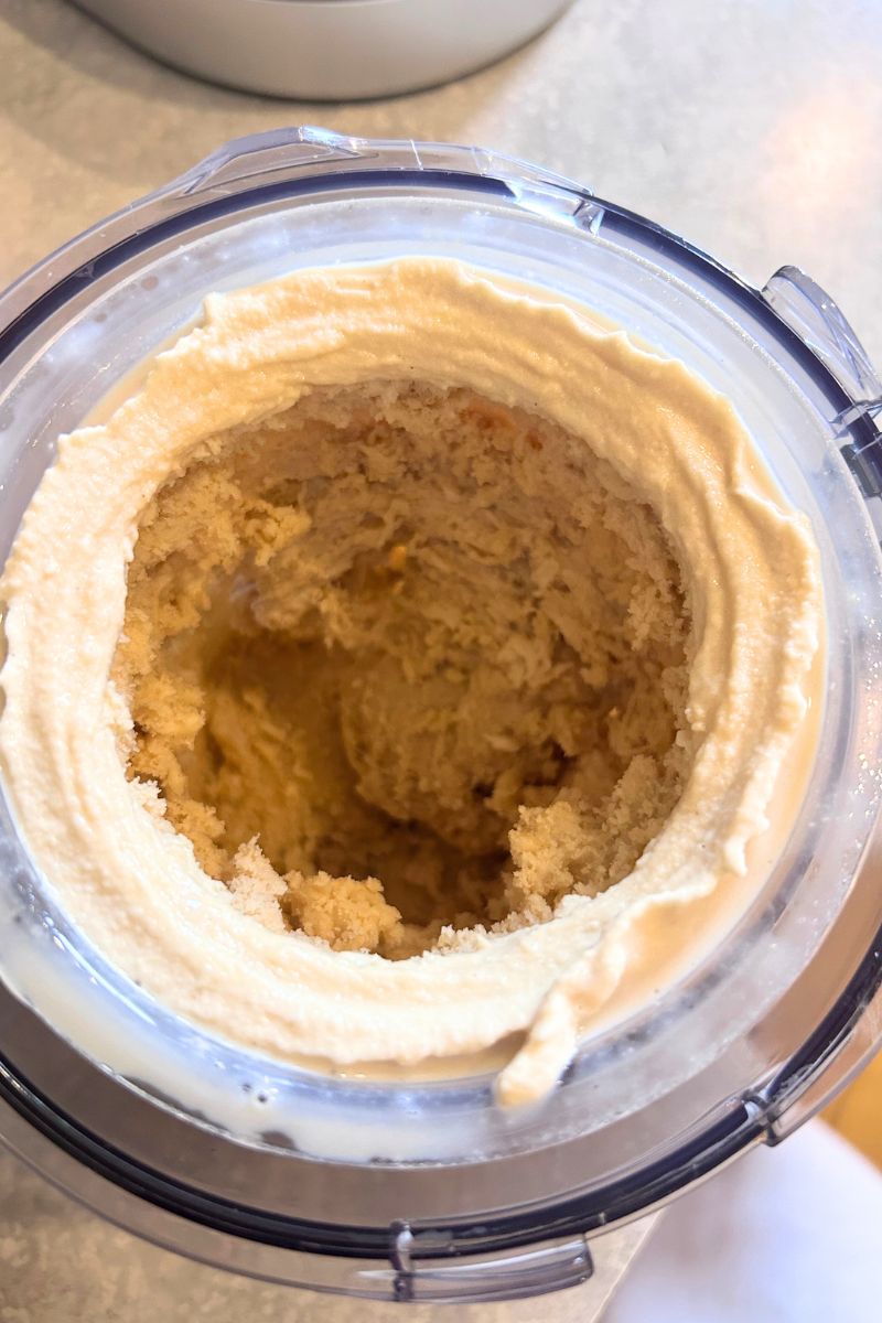 ninja creami protein ice cream in pint after blending once