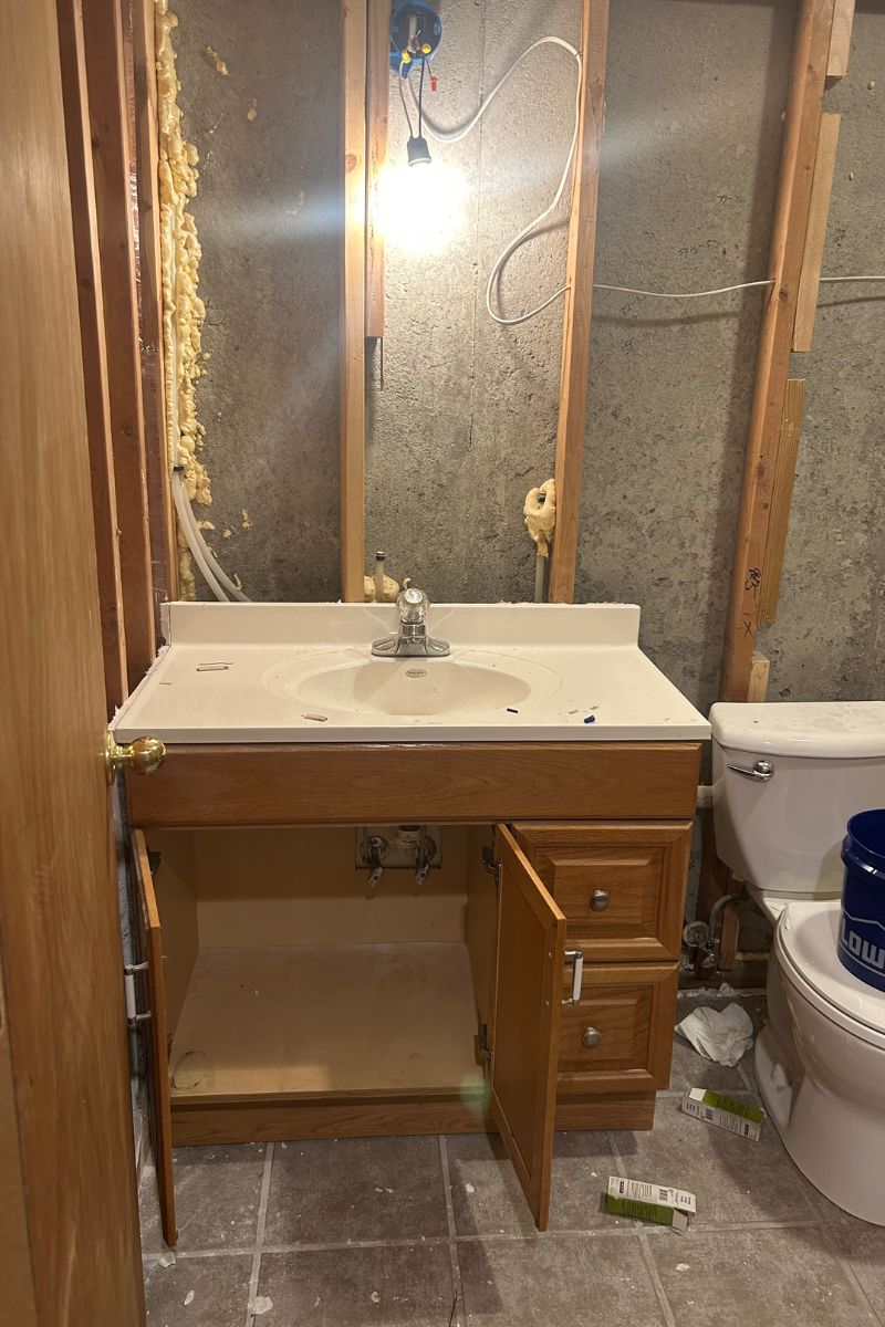 during bathroom renovation