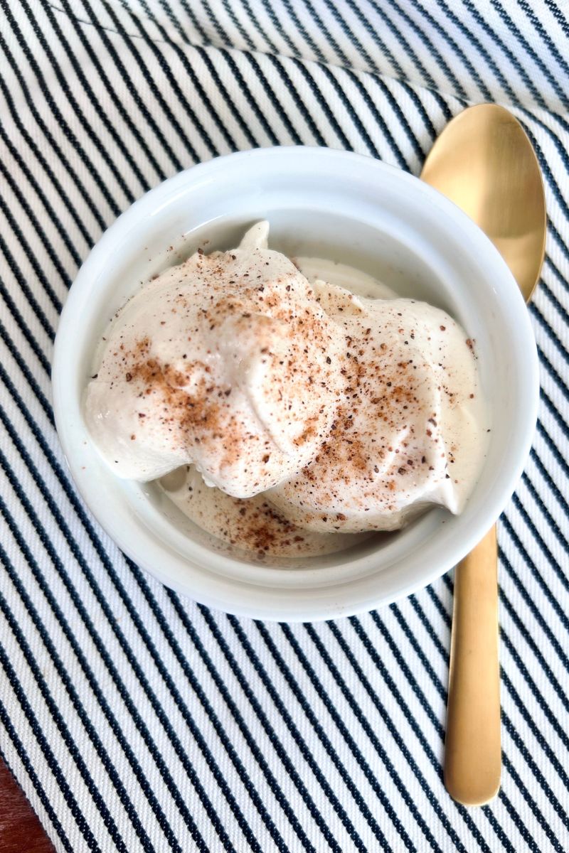 egg nog protein ice cream in dish