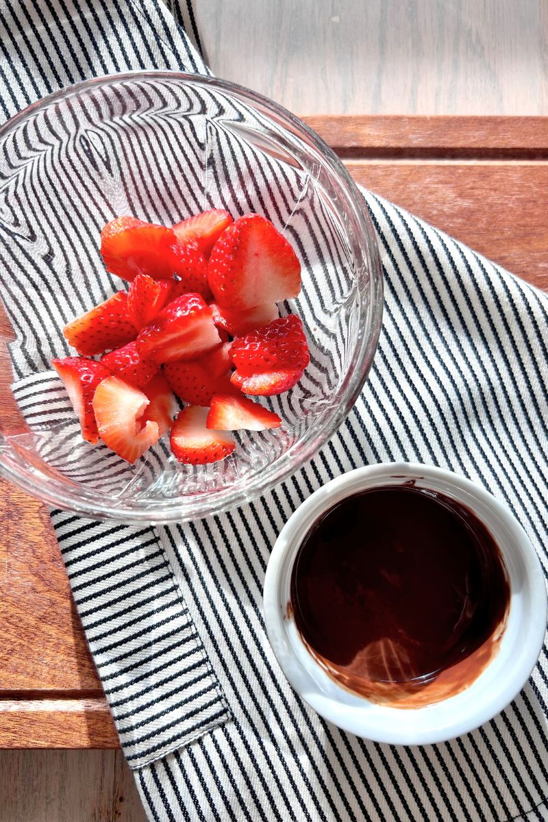strawberries and chocolate sauce